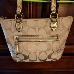 Coach Gold and Cream Shoulder Bag, L1226-23261